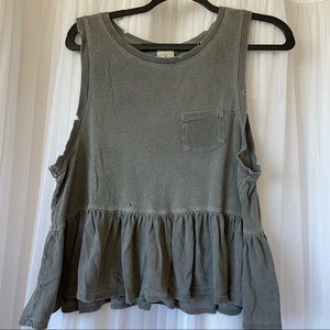FREE PEOPLE distressed ruffle tank size M